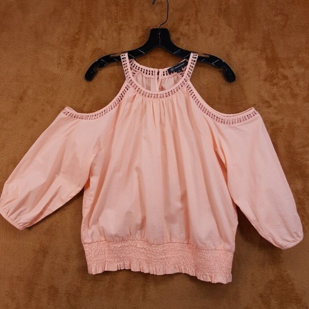 INC INTERNATIONAL CONCEPTS Top Womens Large Peach Cold Shoulder Banded Hem